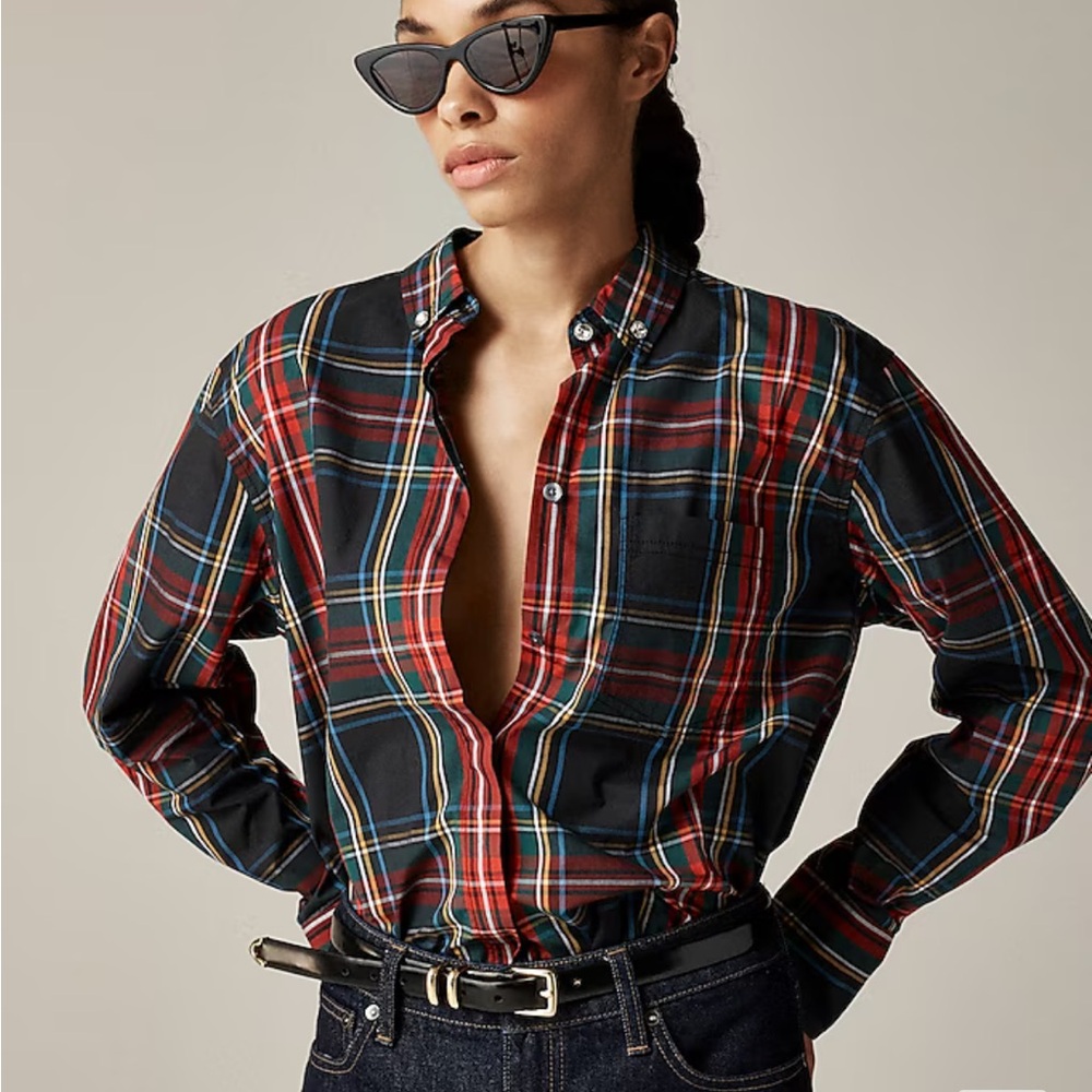 NWT Jcrew embellished garçon shirt in stewart tartan cotton poplin classic fit
